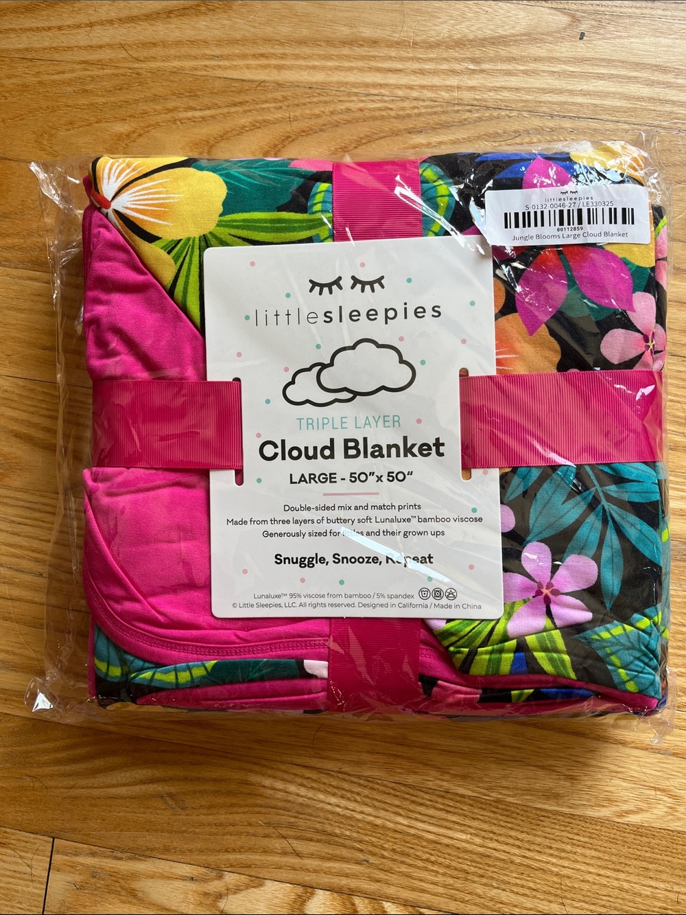 Little Sleepies Jungle Blooms Cloud Blanket - Black with Pink, Yellow, Blue